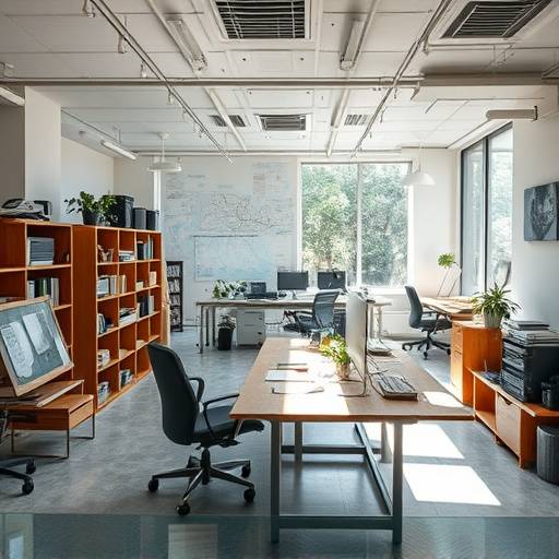Interior of the Location Scout BC office, showcasing location maps and scouting equipment.